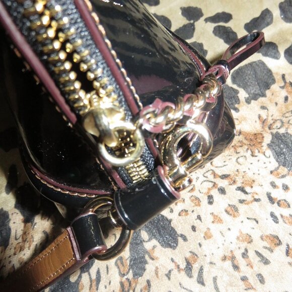 Coach Mini Sierra Black Patent Leather Dome Satchel Crossbody - Picture 10 of 11